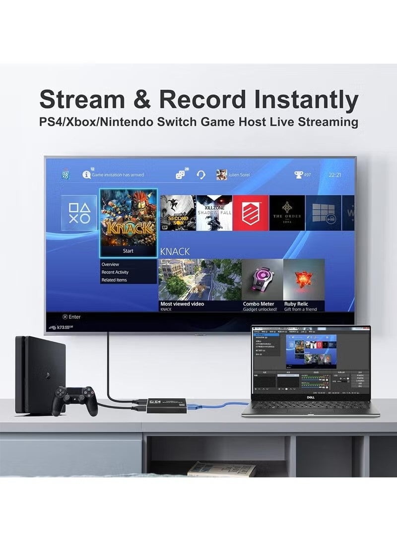 4K HDMI Capture Card for Streaming, Full HD 1080P 60FPS USB Cam Link Game Audio Video Capture Card Nintendo Switch/PS5/3ds/Xbox/PS4 (Black) - Image 5